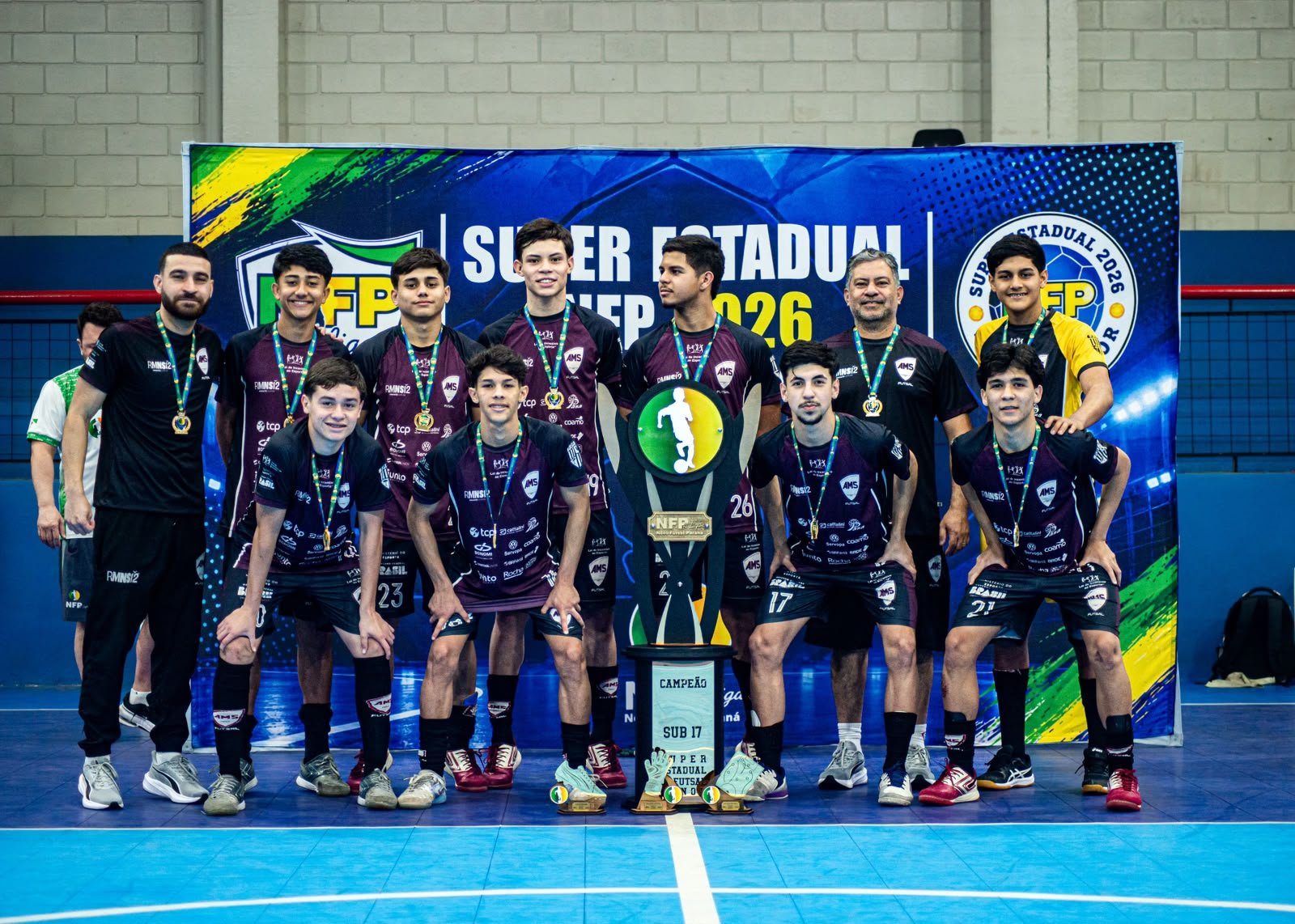 Nossa equipe conquistou o título do Super Estadual de Futsal Menor, uma das principais competições estaduais de futsal de base do Brasil!